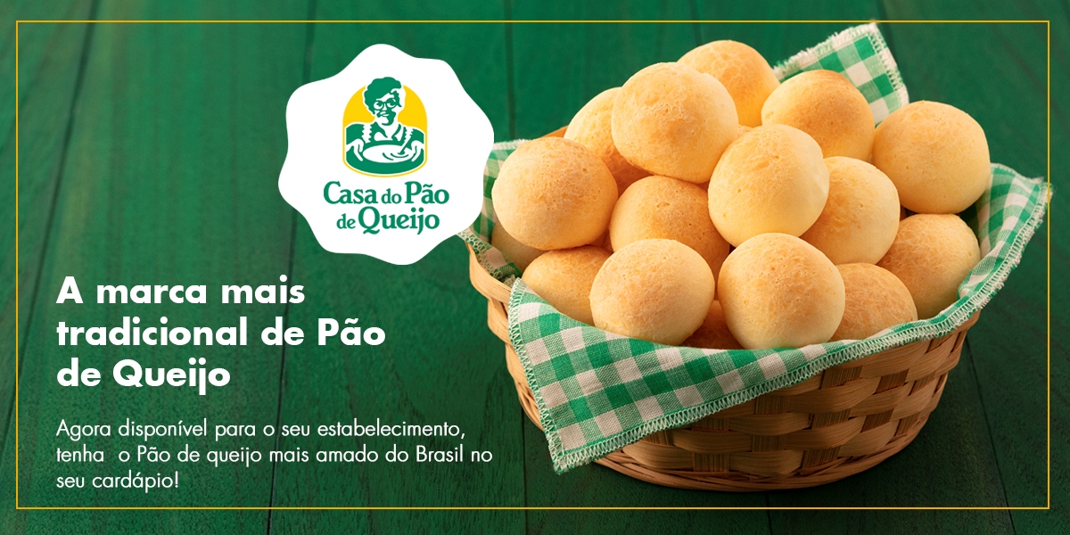 A marca mais tradicional de Pão de Queijo: Agora disponível para o seu estabelecimento, tenha o pão de queijo mais amado do Brasil no seu cardápio!